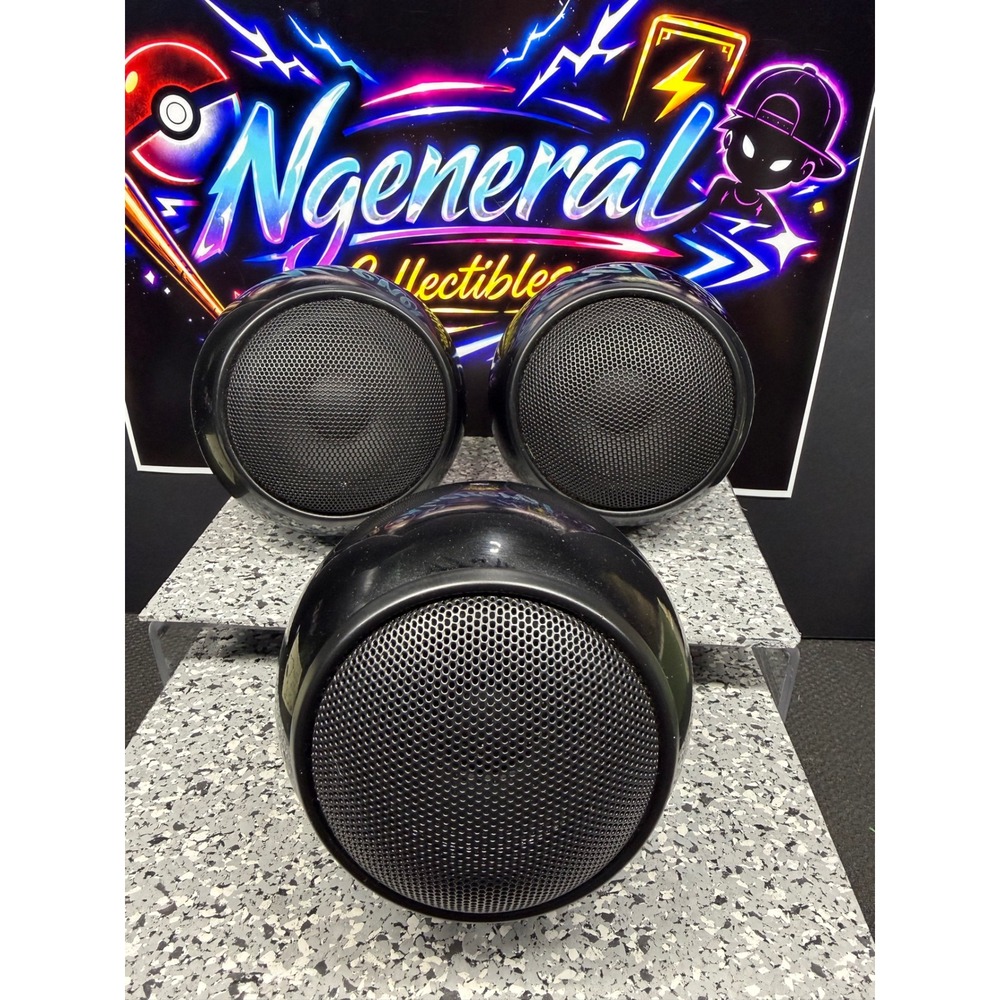 Set of 3 Black Gloss Orb Satellite Speakers Spherical Home Theater Audio